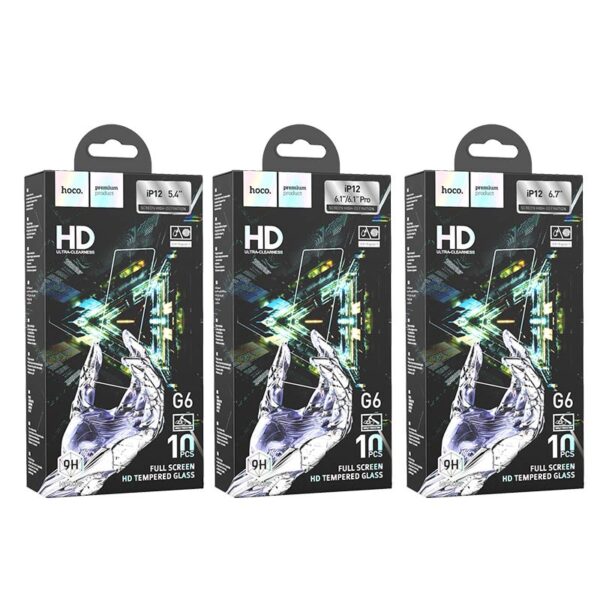 hoco-instant-full-screen-high-definition-tempered-film-g6-set-for-iphone12-mini-pro-max-10pcs-packages