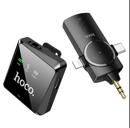 Hoco-S31 Stream, wireless microphone with 3-in-1 receiver for Lightning, Type-C and 3.5mm plug, 2.4G