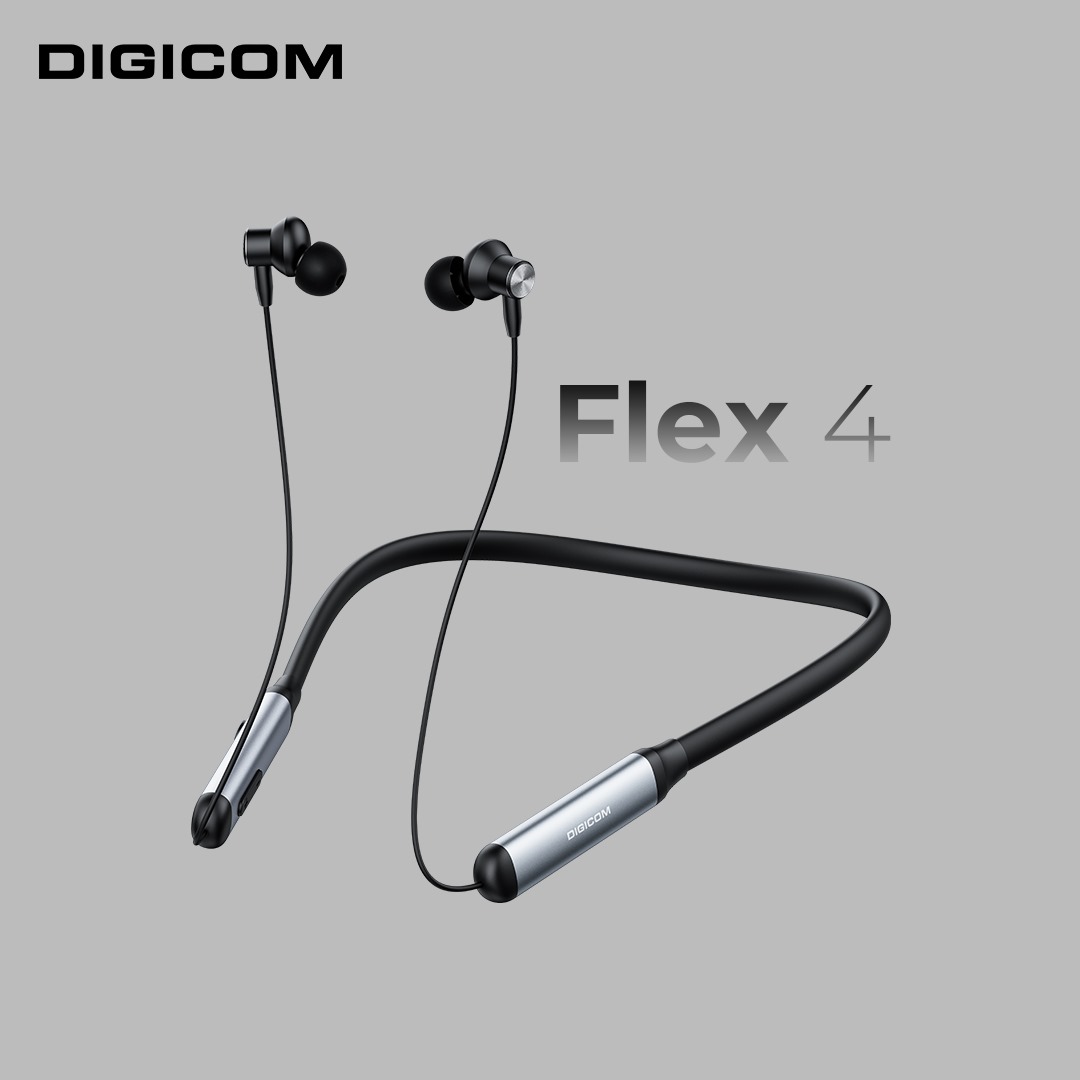 DIGICOM Wireless Neckband In-Ear Headphone Flex4 | Dual Pairing | 20 Hours Long Playback | IPX4 Sweat & water resistance | Fast Charging