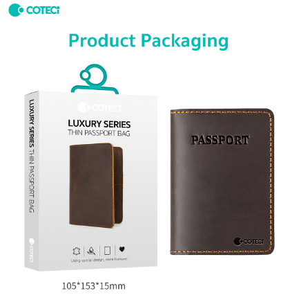 COTECi LUXURY SERIES (SIZE: 10cm*1cm*14cm) THIN PASSPORT BAO 14054 – COFFEE